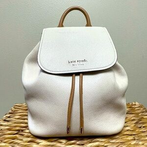 Kate Spade White and Tan Backpack with Leather Trim